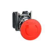 Botón de paro de emergencia rojo Ø 22 - cabeza redonda Ø 40 - girar para liberar