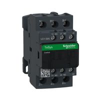 Contactor IEC, TeSys Deca, no reversible, 25 A, 15 HP a 480 VCA, hasta 100 kA SCCR, trifásico, 3 NO, bobina de 24 VCA 50/60 Hz, abierto