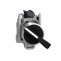 Selector negro Ø 22 mango largo de 3 posiciones - 2 NA