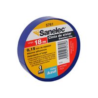 Cinta de Aislar Sanelec de PVC, 19 mm x 18 m, Color Azul