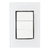 Placa Armada Sanelec Venecia con 3 Apagadores Sencillos, 10A, Blanco