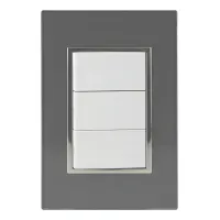 Placa Armada Sanelec Venecia con 3 Apagadores Sencillos, Color Humo