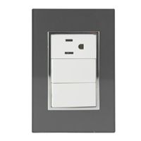 Placa Armada Sanelec Venecia, 2 Apagadores y 1 Contacto, Color Humo