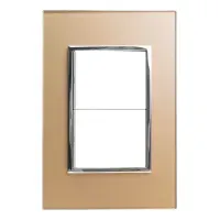 Placa Armada Sanelec Venecia, 1 Apagador Sencillo y 1 de Escalera, Color Champagne