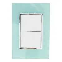 Placa Armada Sanelec Venecia Aqua, 1 Apagador Sencillo y 1 de Escalera, Uso Exterior, IP54